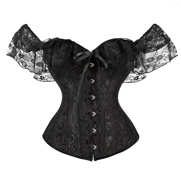 Cinturones Sexy Floral encaje corsé mujeres fuera del hombro vendaje Top corto ajustado moldeador de cuerpo cintura entrenador Overbust ajustado Bustier