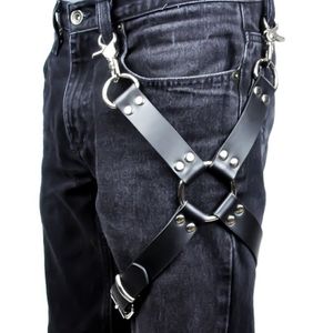 Riemen Sexy Mannen Goth Pastel Pu Lederen Jarretellegordel Taille Bandjes Harnas Bondage Been Bretels Voor Jeans Broek Accessoires275c