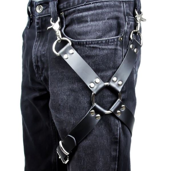 Ceintures Sexy Hommes Goth Pastel Pu Cuir Jarretière Ceinture Taille Sangles Harnais Bondage Jambe Bretelles Pour Jeans Pantalons Accessoires195H