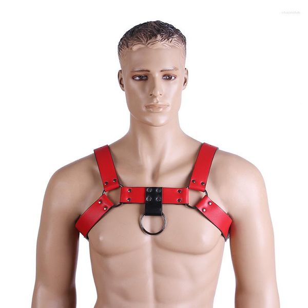 Ceintures Sexy Hommes Lingerie PU Cuir Corps Poitrine Harnais Bondage Costumes Boucle Musculaire Fermeture Avec Boucles O-rings Sexe