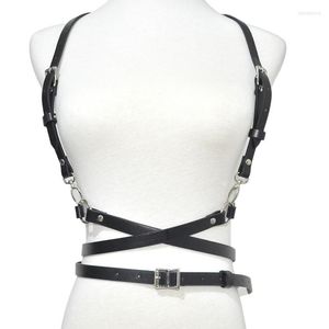 Riemen sexy dames lederen harnas voor body bondage taille riem vrouwelijke hoge kousenband zwart suspende