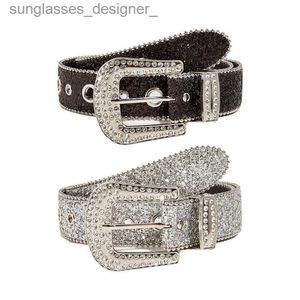 Ceintures brillantes en strass pour femmes et filles, en cuir PU, Western Y2K, pour Jeans, MenL231120