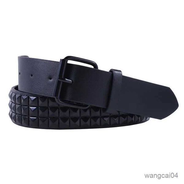 Ceintures Brillant Pyramide Mode Rivet Ceinture Hommes Femmes Ceintures Cloutées Punk Rock avec Boucle Ardillon Noir Mode Strass Rivet Discothèque