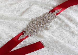 Ceintures ruban rouge brillant avec strass robe de mariée accessoires de robe de bal décorations de mariage 3152950
