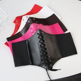 Ceintures shoelace corset jupe décorations pu cuir minceur de corps large ceinture de taille feme