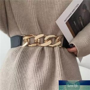 Riemen Zilveren Grote Ketting Belt Speciaal Ontwerp Geen gesp Taillebanden Zwart Elastische Breed Cummerbunds Gewichtsketens Jurk Jas Decorate Factory Prijs Expert Design