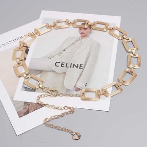 Ceintures Silver Gold Metal Link Link Chaîne pour femmes Européen Femmes Punk Dress Shirt Belt Belt Washing Metal Allly Chain Corset G230207