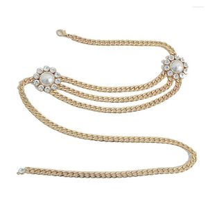 Gordels verzilverde trendy bling rhinestone imitatie parel dames buikketen slijtage-resistente taille elegant voor dating