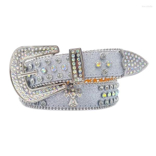 Ceintures argent strass pour femmes mode cristal Stud décoration Ceinture loisirs discothèque fête taille Y2K hommes Ceinture