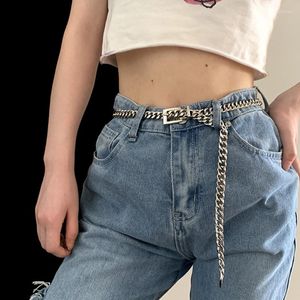 Riemen zilveren tailleband broek punk metaal taille keten vrouwen hiphop stijl dikke riem voor jeansbroeken casual dames vrouwelijke riem