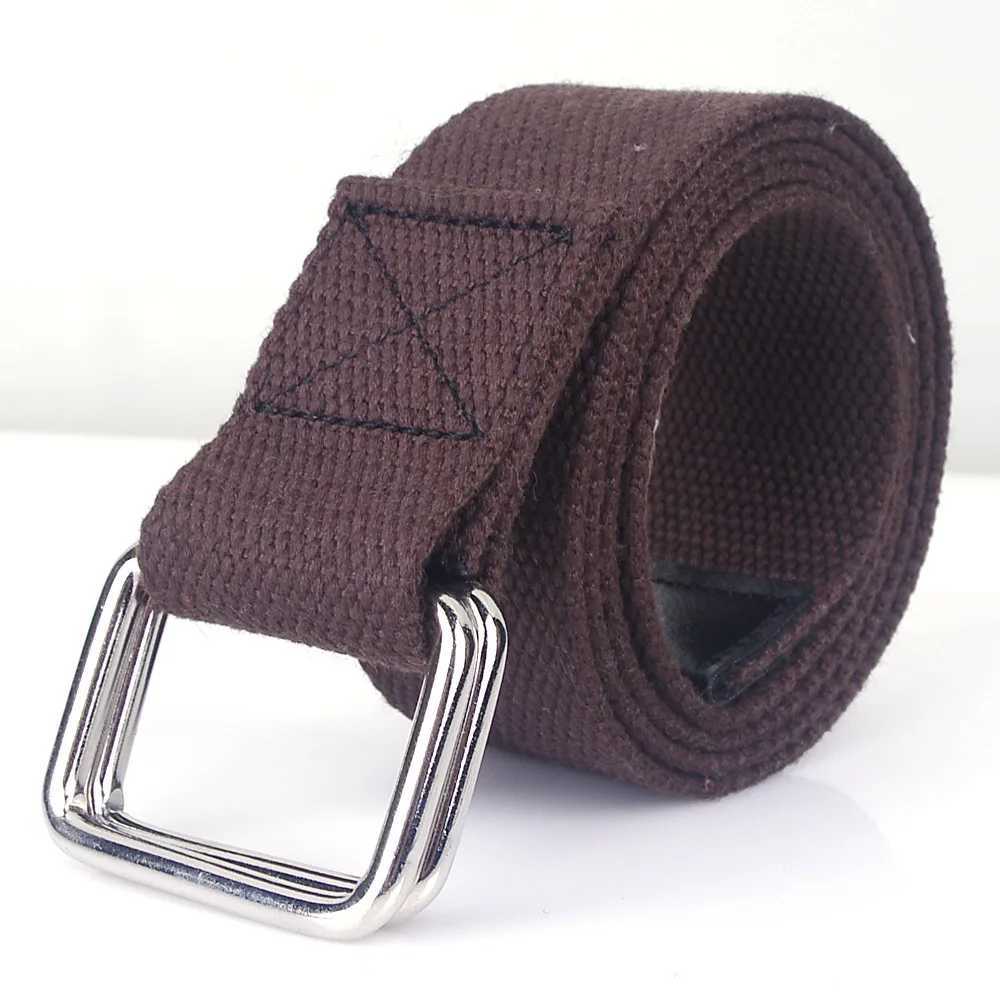 Belts Simple design casual jeans with double loop buckle outdoor canvas womens belt Q240401