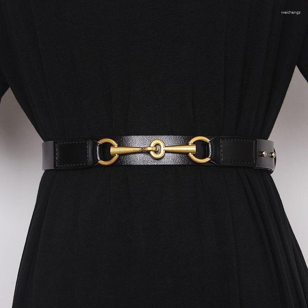 Ceintures Simple Design Plain Real Cow Leather Belt Women Fashion Fashion Tous Match Jean Pant Robe Vérite Générale 2024