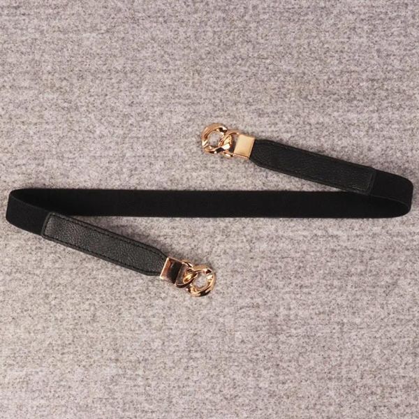 Ceintures Simpwaist Ceinture Bande Élastique Imitation Cuir Femme Avec Boucle De Chaîne En Métal Pour Robe Pull Taille Antidérapante Réglable