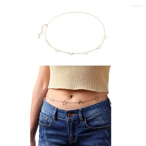 Ceintures simple couche évider étoile lune taille chaîne métal brillant chaînes de corps bijoux d'été pour femme et filles en gros