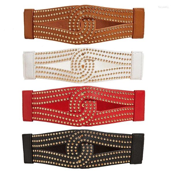 Cinturones Sishion Moda Rhinestone Hebilla Damas Elástica Cintura ancha Decorativa para mujeres Cinturón de diseñador SCM0151