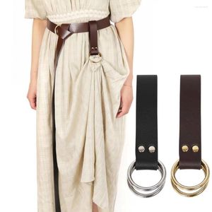 Ceintures jupe coin crochet sangle ceinture médiévale randonnées Double anneau simili cuir boucle Renaissance accessoire pour robe longue femme