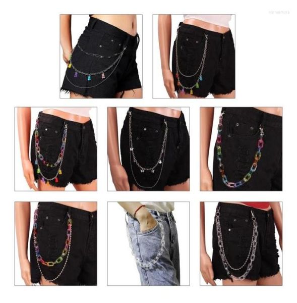Ceintures jupes pantalons chaîne Goth multi-types chaînes en alliage Transparent pendentif taille portefeuille poche pour femmes filles cadeau 6048556
