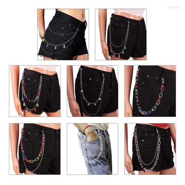 Ceintures jupes pantalon chaîne goth multipyle chaînes en alliage transparent pendant de taille portefeuille pour femmes filles dons 242a