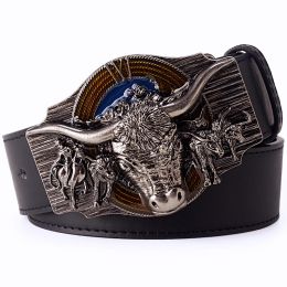 Riemen schedel bull os hoorn mannen lederen riem koehoofd skelet skelet western cowboystijl decoratie dames jeans tailleband