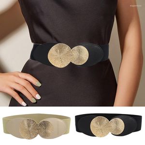 Ceintures Slim Stretch Ceinture Élastique Large Taille Métal Grand Petit Forme Ronde Boucle Jupe Robe Manteau Décoratif Ceinture Classique Rétro