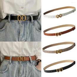 Riemen vaste kleur dunne taille riem verstelbare riem pu lederen goud bronzen geometrie snap metalen gesp eenvoudige vrouwen