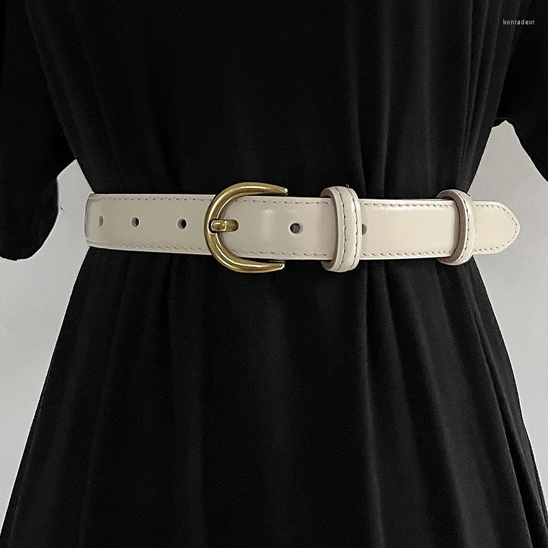 Cinturones de cuero de vaca sólido para mujer cinturón de cintura europeo Casual Jeans Correa genuina pretina camisa vestido corsé mujer Ceinture
