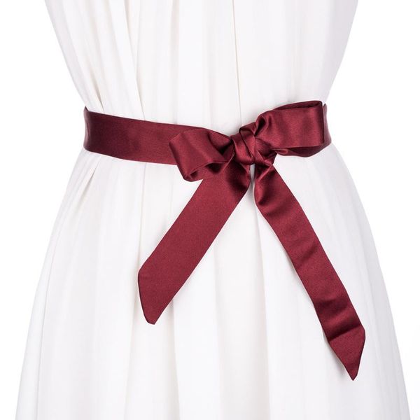 Ceintures Sparsil printemps couleur unie étroite longue écharpe femmes doux foulards 200 cm élégant cravate ceinture dragonne petit ruban PD31