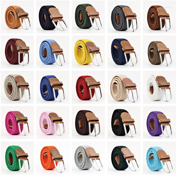 Ceintures Style 26 types de couleur pure hommes et femmes toile élastique mode sport loisirs tricot boucle ardillon ceinture