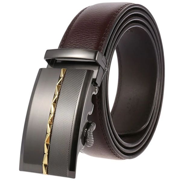 Ceintures Style hommes en cuir véritable à cliquet robe ceinture avec boucle automatique marque de luxe affaires ceinture sangle pour hommes mâle cadeau 231201