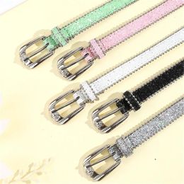 Cinturones Subcultura Cinturón de diamantes de imitación ajustable Mujer Harajuku Lentejuelas completas Cintura Vaquera Y2K Chicas para Jeans Falda al por mayor