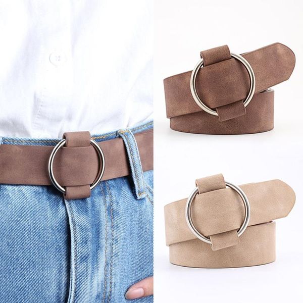 Ceintures En Daim Modélisation Ronde Pour Femmes Sans Boucles Ceinture Bretelles Dames Loisirs Robe Jeans Ceinture Sauvage