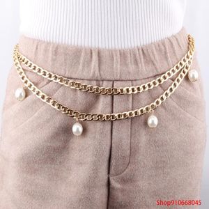 Cinturones Summer Damas Fashion Imitation Pearl Pends Cadena de cintura Ins Tide Brand Hip-Hop Pantalones colgantes de jeans punk chai