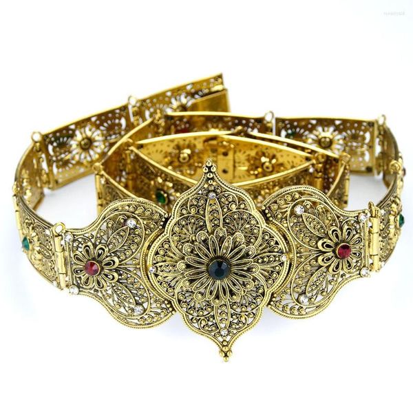 Cinturones Sunspicems étnicos del Cáucaso cristal mujer cinturón novia vestido de boda Vinage Color oro antiguo turco caftán cintura cadena regalo