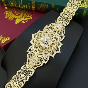Ceintures Sunspicems couleur or marocain Caftan ceinture pour femmes robe taille chaîne ceinture arabe mariée bijoux de mariage Robe ceinture corps chaîne 230907