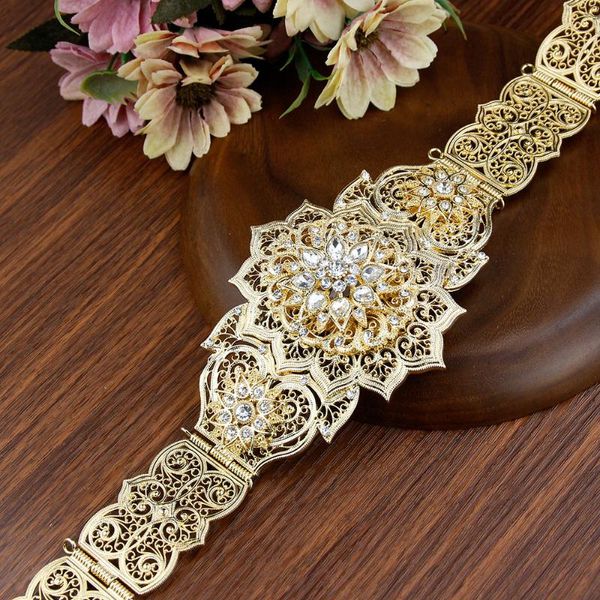 Ceintures Sunspicems Gold Silver Color Morocain Caftan Wedding Bijoux Arabe Robe Bijoux Robe-cadeau nuptiale Robe ceinture pour femmes