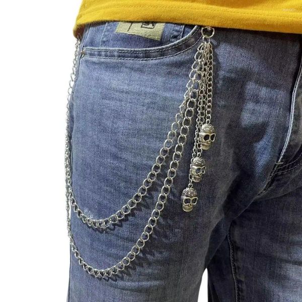 Ceintures Gland Crâne Taille Chaîne Goth Alliage de Zinc Multi-couche Punk Ceinture Porte-clés Pantalon Jeans Mâle