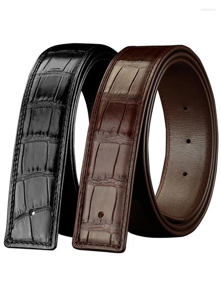 Ceintures Thai Crocodile Cuir Ventre Sans Épissage Ceinture Hommes Véritable Sans Tête Boucle Lisse Perforée