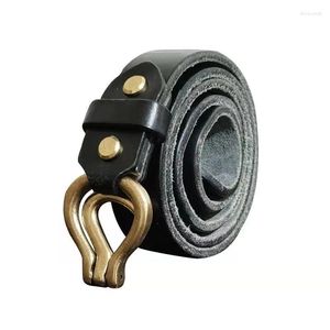 Riemen dikke koeienhuid lederen riem voor mannen en vrouwen echte koperen haak buckle unisex vintage hoge kwaliteit weven