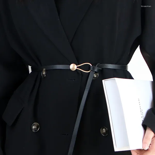 Ceintures en cuir mince ceinture femmes arc loisirs pour femme boucle sangle nouée robe manteau décor ceinture accessoires