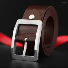 Riemen titanium riem heren echt volle leer met pure center bar buckle formal casual jeans gentleman's cadeau