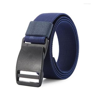 Riemen tj-tianjun heren anti allergie snel drogen nylon elastische canvas riem plastic stalen snap-snapers gesp geen metalen tailleband 8249be