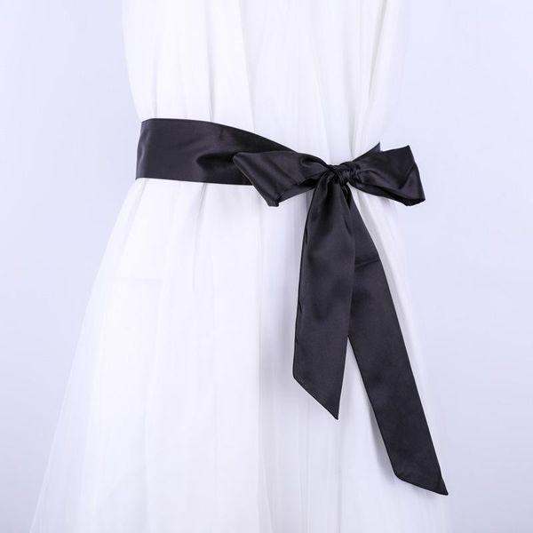 Ceintures TJ-TingJun Super Long foulard en soie à la mode ceinture à nouer femme robe décorative Simple accessoires polyvalents noeud Satin