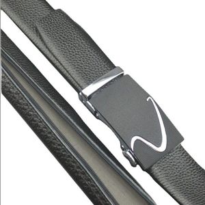 Ceintures Togo bande de cuir avec cache argent pochette à fermeture éclair noir pleine fleur véritable boucle à cliquet ceintures