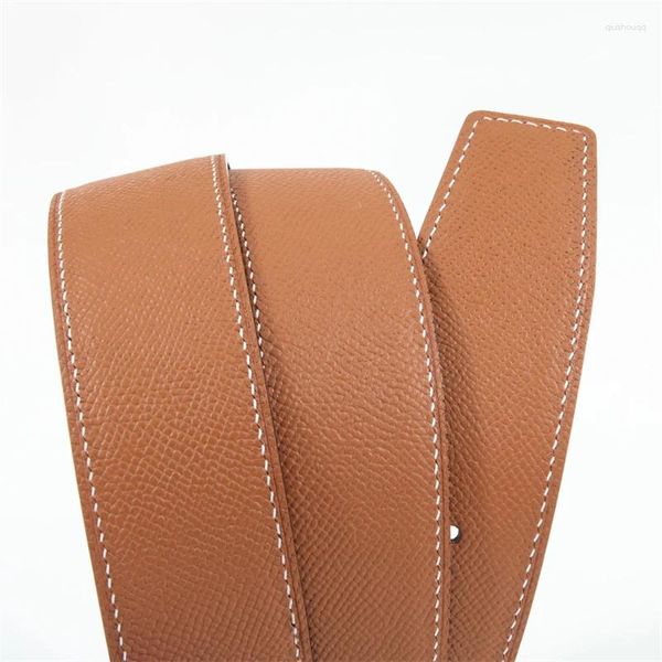 Ceintures couche supérieure en cuir de vache Double face, ceinture classique à motif litchi, paume pour envoyer une boucle matérielle de 38MM H, boîte-cadeau