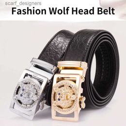 Riemen topkwaliteit lederen klassieke luxe riem heren automatische buckle business jurk riemen Koreaanse wolf kop veelzijdige toplaag cowhide jeugd broek w y240419 koos