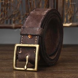 Ceintures Top Style Ferme Et Durable Ceinture Homme Lavé Tanné Légumes En Cuir Véritable Rétro À La Main De Luxe Épaississement Élargi 4.2cm Hommes