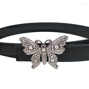 Ceintures tendance grand papillon strass boucle femmes microfibre taille haute Cummerbunds