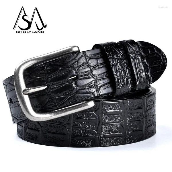 Ceintures à la mode de la ceinture en cuir véritable de la ceinture de crocodile rétro à aiguille rétro bouton de pantalon décoration de costume