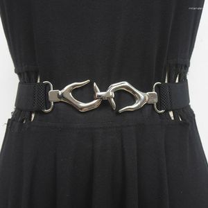 Ceintures à la mode mince élastique extensible ceinture femme poignée de main en forme de boucle ceinture pour femmes Cinch manteau robe taille joint accessoire