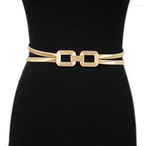 Ceintures Ceinture en or pour femmes à la mode avec chaîne de taille en métal à double griffes élastique pour jupes et manteaux